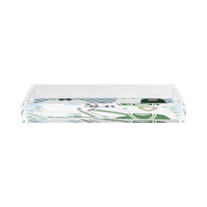 Abstract Decorative Tray, 2" H x 17" W x 10.5" D, Blue/Orange