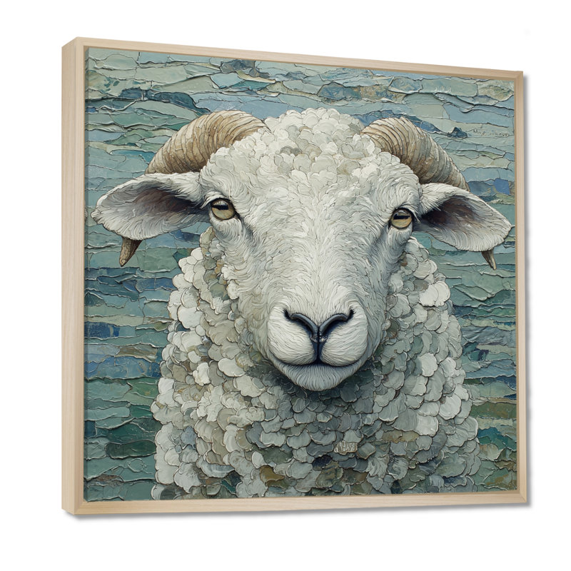 Portrait de mouton Drenna Ewes, Impression encadrée flottante, Crème, crème, H 16 po x l 16 po