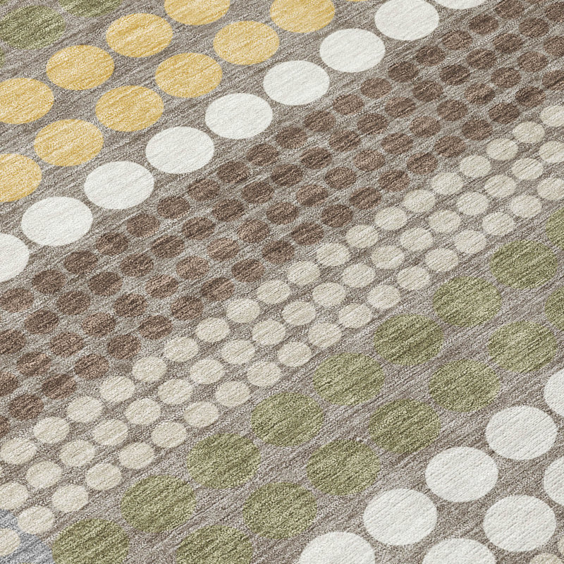 Machine Washable Indoor/Outdoor Chantille ACN2445 Geometric Rug, 1'8" x 2'6", Olive