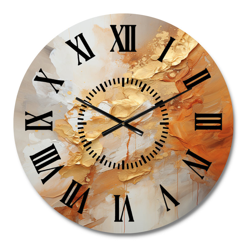 Horloge murale à spirales abstraites et or, Médium