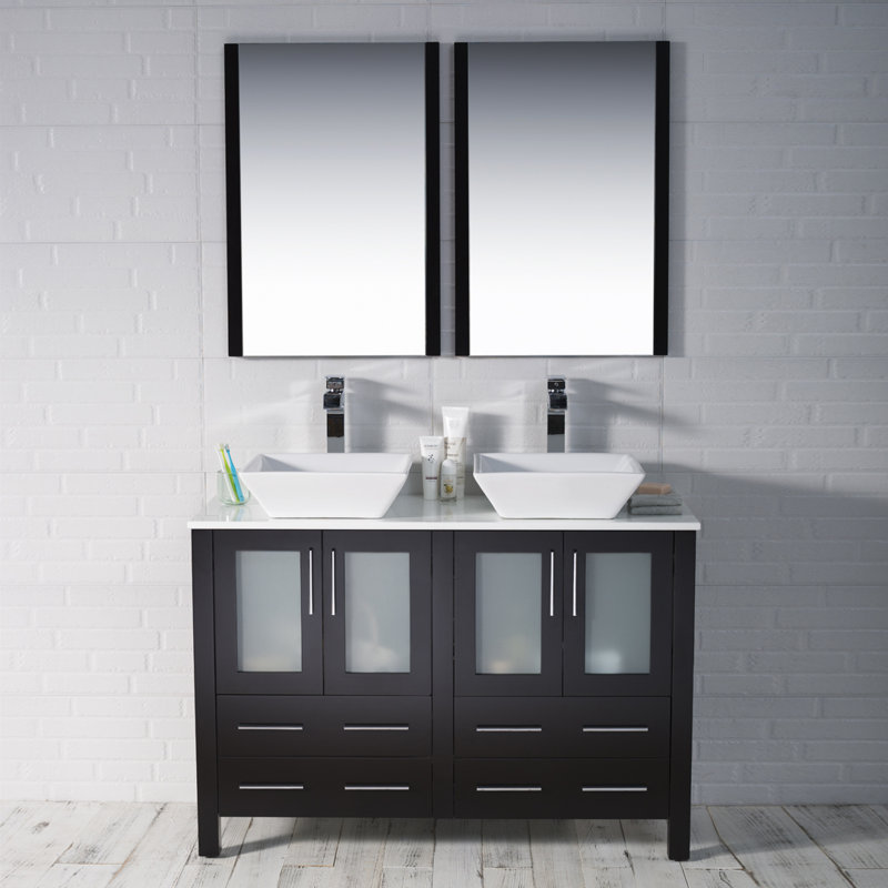 Mance 48 Inch Double Bathroom Vanity, Espresso