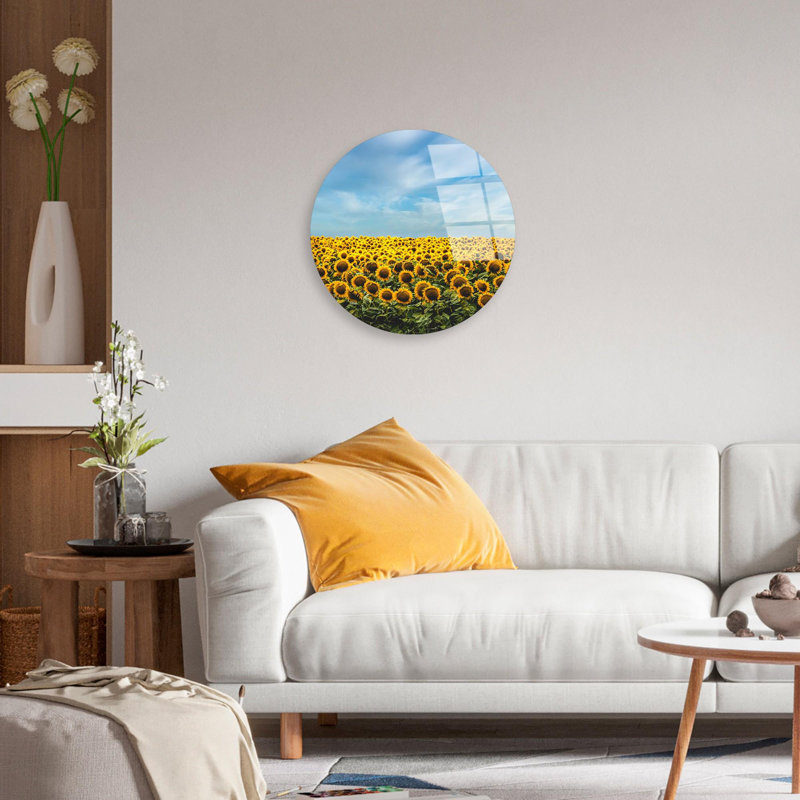 Peinture décorative en verre trempé, incassable, 11,8 po de diamètre | 100% verre trempé, épaisseur de 0,16 po | Impression UV haute résolution sur la surface arrière, facile à nettoyer, couleurs vives, avec crochet de fixation inclus