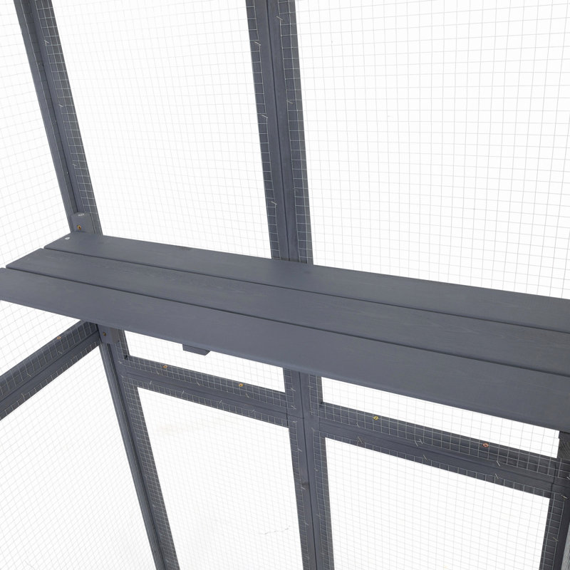 Catio en bois, enclos pour chat extérieur, maison pour chat avec plateformes, planche de soleil, hamac, porte, maisonnette pour chaton, 