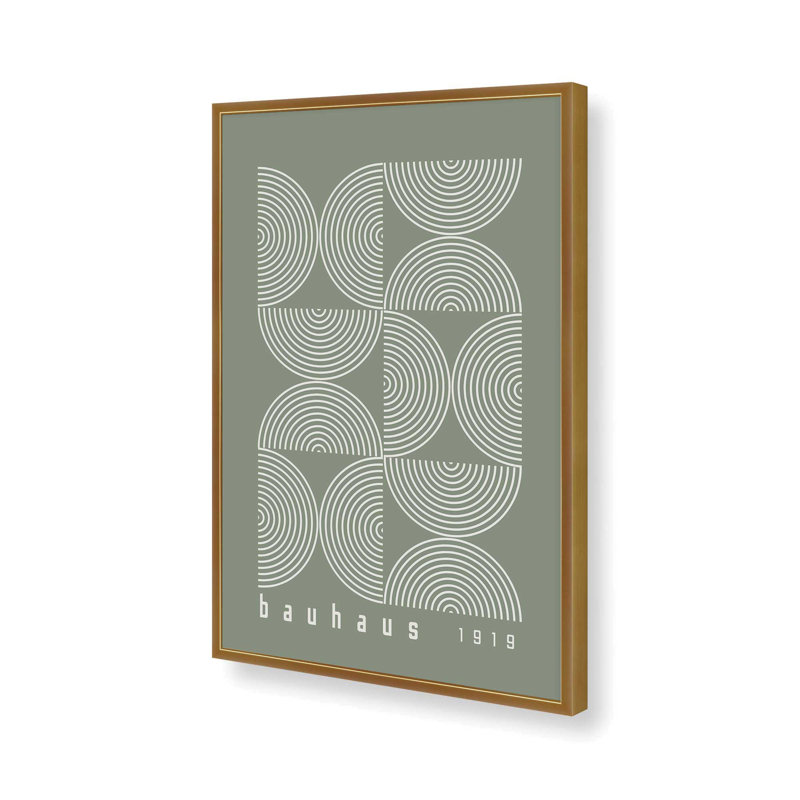 «Green Bauhaus Composition II», reproduction, H 15,25 po x l 12,25 po x P 1,25 po, Reproduction encadrée sans passe-partout