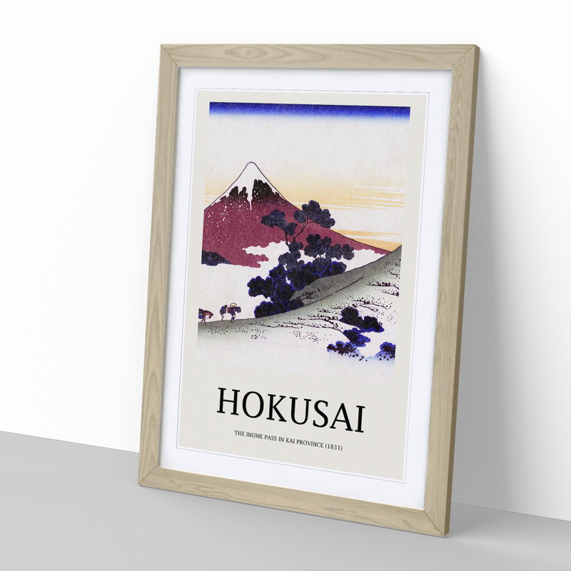 Inume Pass in the Kai Province by Katsushika Hokusai - Picture Frame Art Prints, 36cm H x 27cm W x 2cm D, Oak Framed