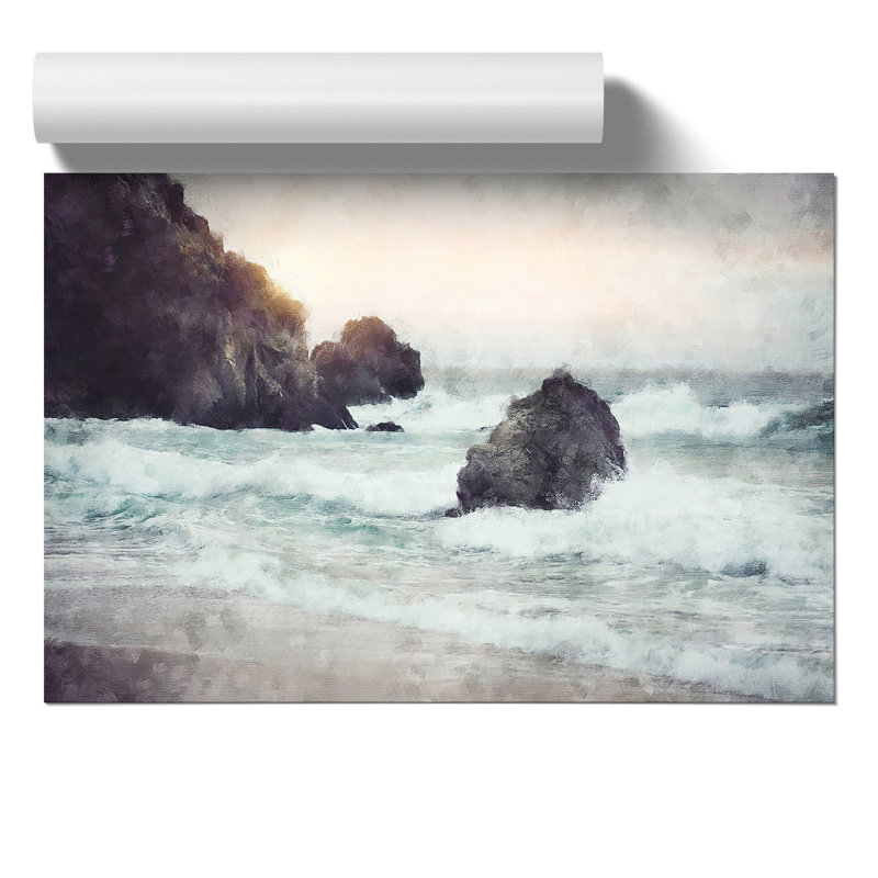 Beach Seascape - No Frame Painting, 21cm H x 30cm W x 0.1cm D