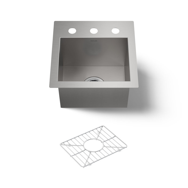 Évier de bar à montage double L 15 po x l 15 po Vault ™, 3 trous