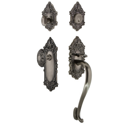 Ensemble de poignées Grande Victorian avec pêne dormant cylindrique simple et poignée en S avec poignée Grande Victorian
