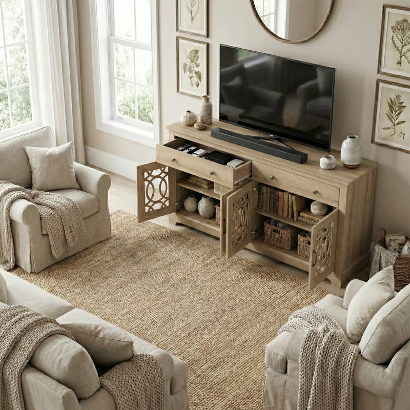 Allivia 58.7" Wide 4 Drawer Sideboard, Oslo Oak