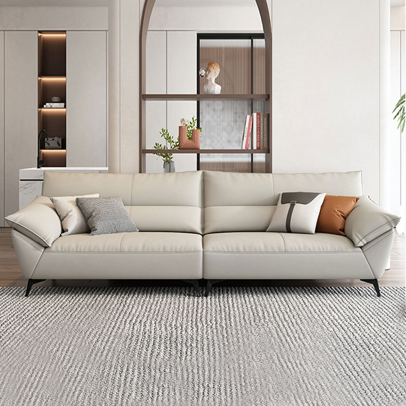 Canapé modulaire beige en cuir véritable, H 35,43 po x l 110,24 po x P 37,8 po, 4