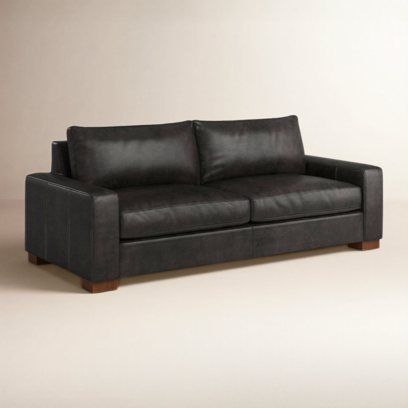 Jonie 91" Genuine Leather Sleeper Sofa, Revelation Steel Top Grain Genuine Leather