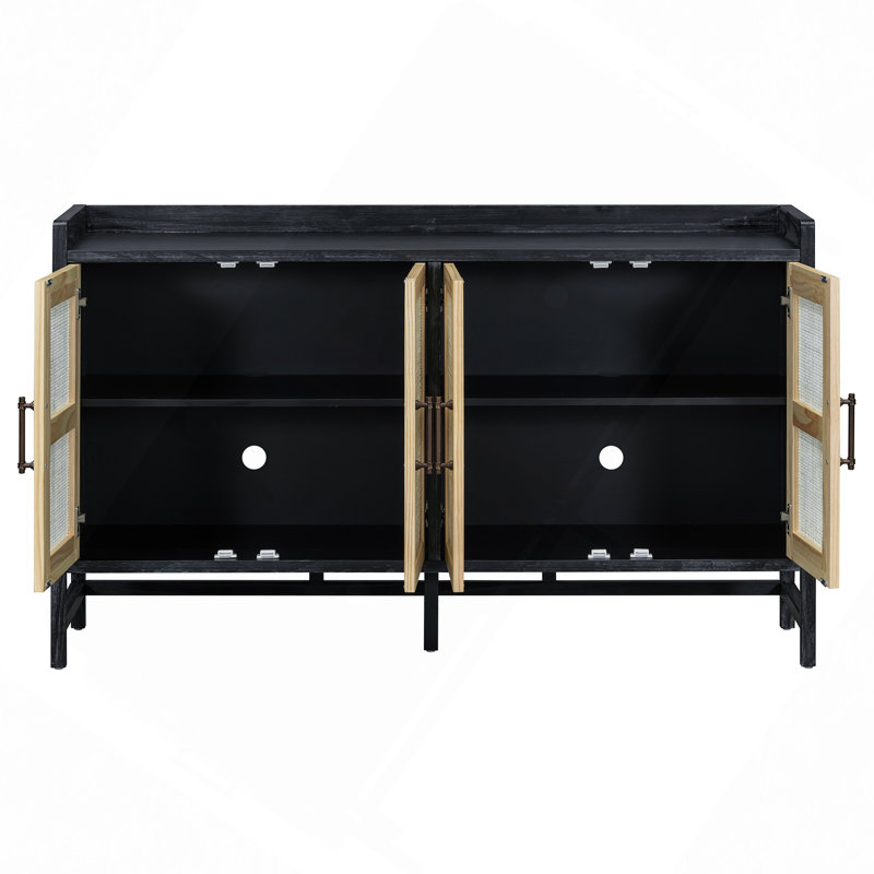 Buffet Buffet, Buffet avec portes en rotin décoratives, Buffet avec rangement pour le vestibule, la cuisine, la salle à manger et le vestibule