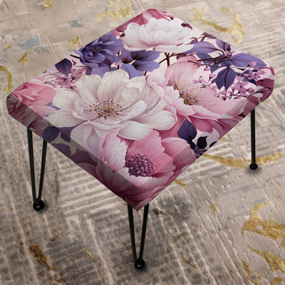 Springtime Purple Blossoms Botanical Pattern III - Floral Rectangle Ottoman