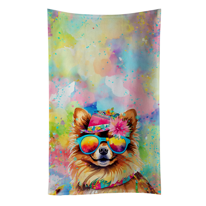 Pomeranian Hippie Dawg Kitchen Towel