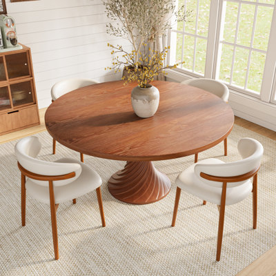 Table de salle à manger ronde en bois massif pour 4/6/8 personnes - Table de salle à manger Wabi-Sabi