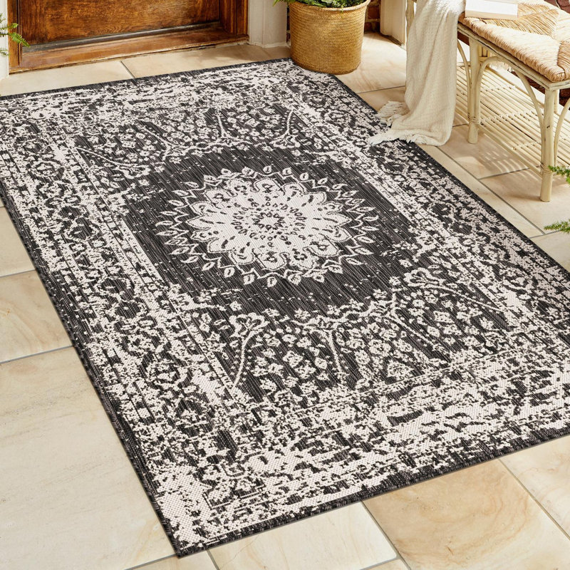 Tapis intérieur / extérieur Ornate Lamotte, Rectangle 10 pi x 14 pi 1 po
