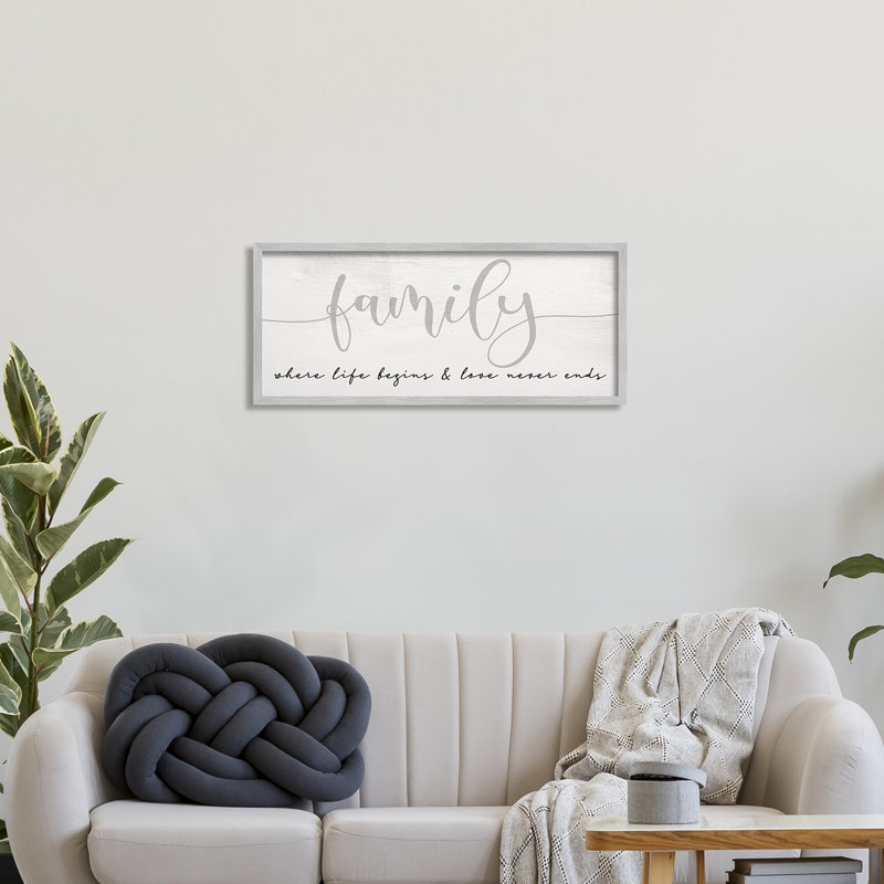 «Family Love Never Ends Sentiment», typographie charmante, H 13 po x l 30 po, Estampe numérique Farmhouse