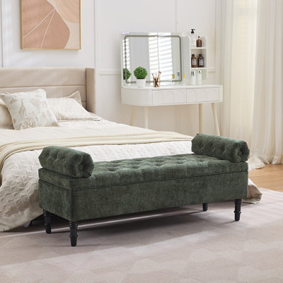 Linen Upholstered Storage Bench