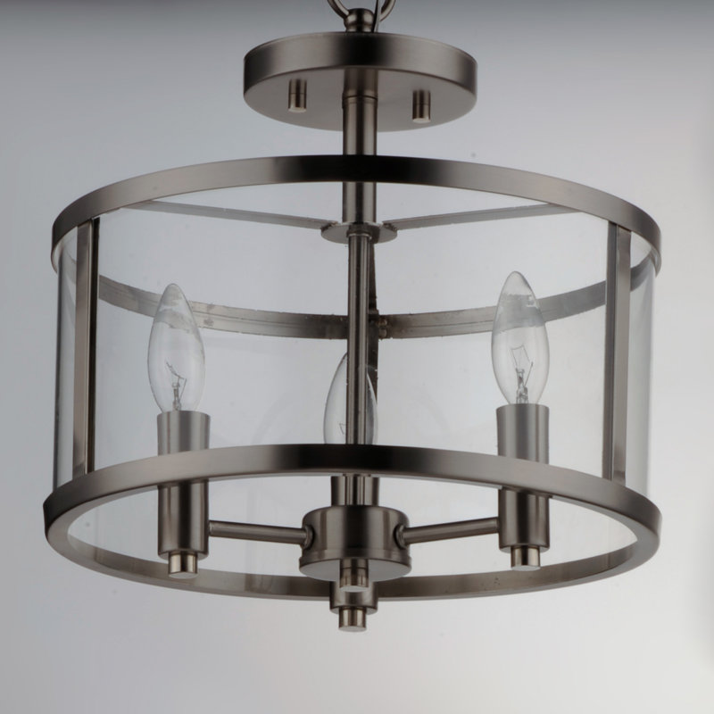 Senne Glass Flushmount, Satin Nickel