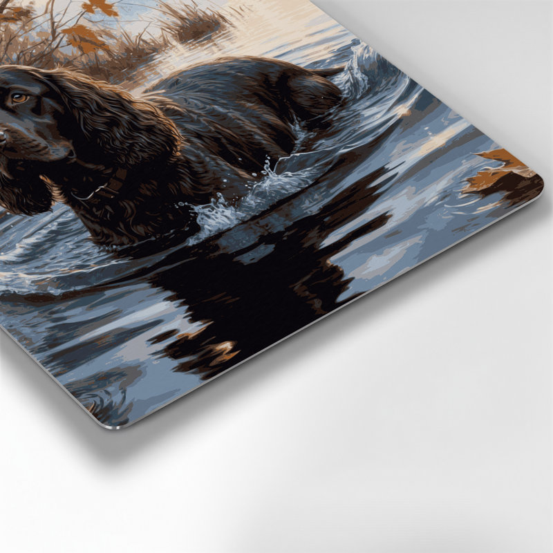 «Dogs American Water Spaniel», art mural en métal noir