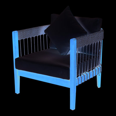 Fauteuil club d'extérieur, bois, corde tissée à la main, courbé, coussins amovibles pour patio d'eau, conception de baignoire ergonomique, utilisation toutes saisons, fauteuil en bois facile à entretenir avec accents de corde et coussins - pour
