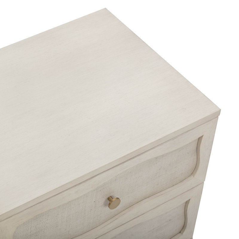 Tourmaline Wood & Rattan Wavy Nightstand, White