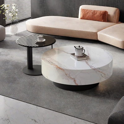 Modern simple round marble coffee table
