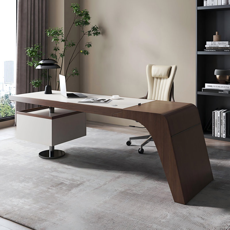 62.99"Brown Rectangle Solid Wood Writing Desk, 29.53" H x 62.99" W x 27.56" D