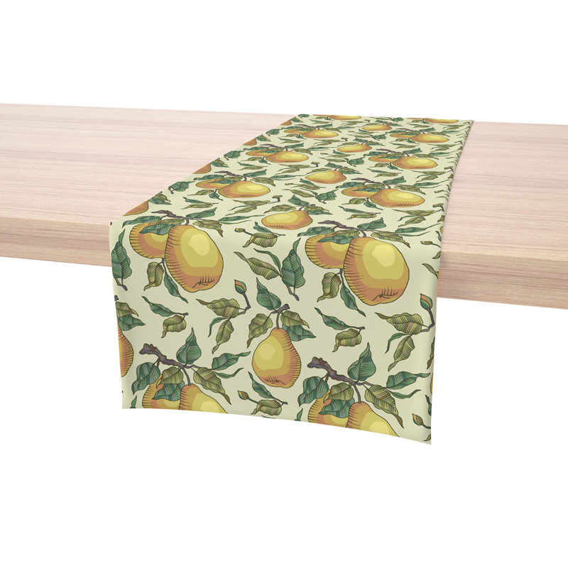 Table Runner, 100% Cotton, 16X72", Painted Pear Tree, 72" L x 16" W