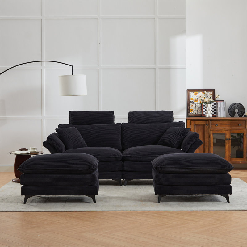Canapé modulaire à assise profonde, Noir