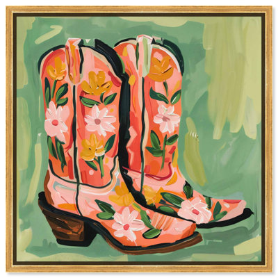 Wildflower Cowboy Boots Canvas Trendy Cowboy Decor by 