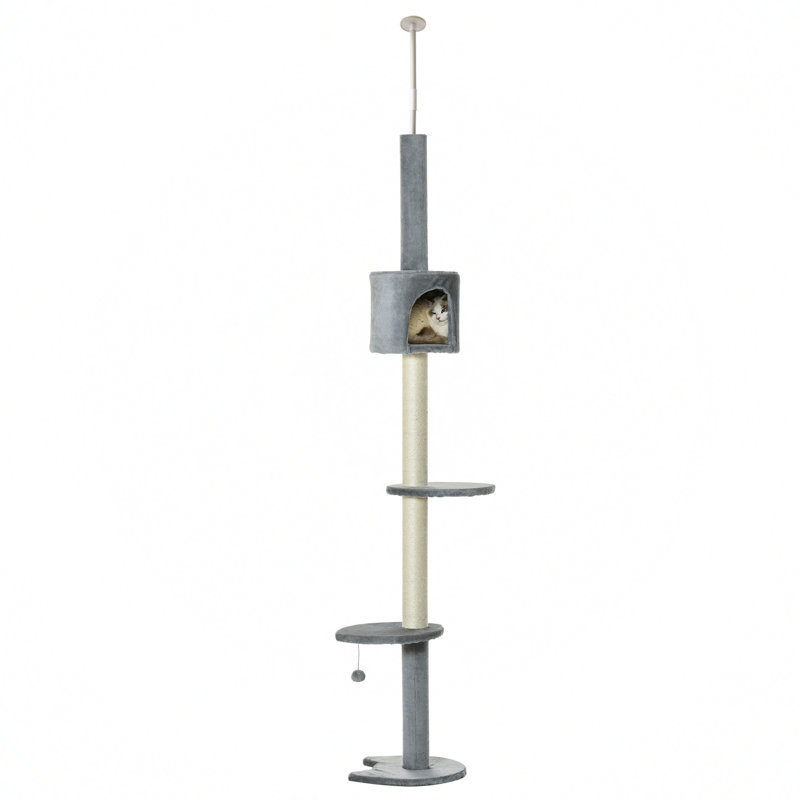 Gray Sisal 4-Tier Adjustable Cat Climbing Tree