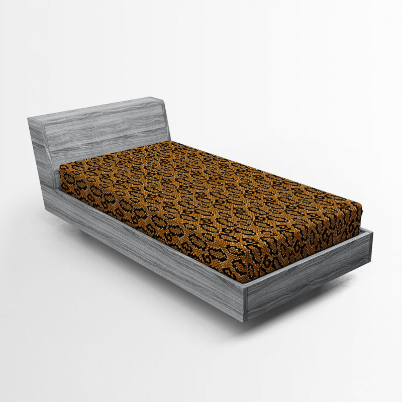 Microfiber Animal Print Fitted Sheet, Twin Fitted Sheet, Brown