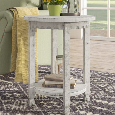 Brigid Rustic Cottage Round End Table w/ 1 Shelf, White Antique, 20" x 20" x 24", Farmhouse Style - Unique Accent Piece, Constructed of Select Hardwoods/Composite Wood, End Table w/ Drawer & Shelf