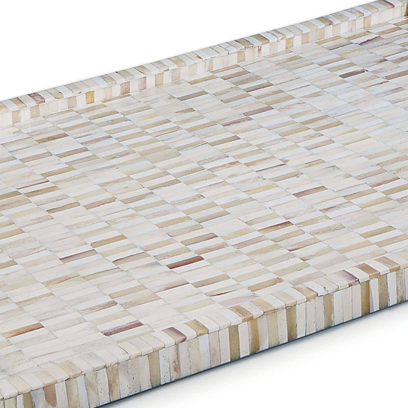 Multi-Tone Bone and Brass Rectangular Serving Tray