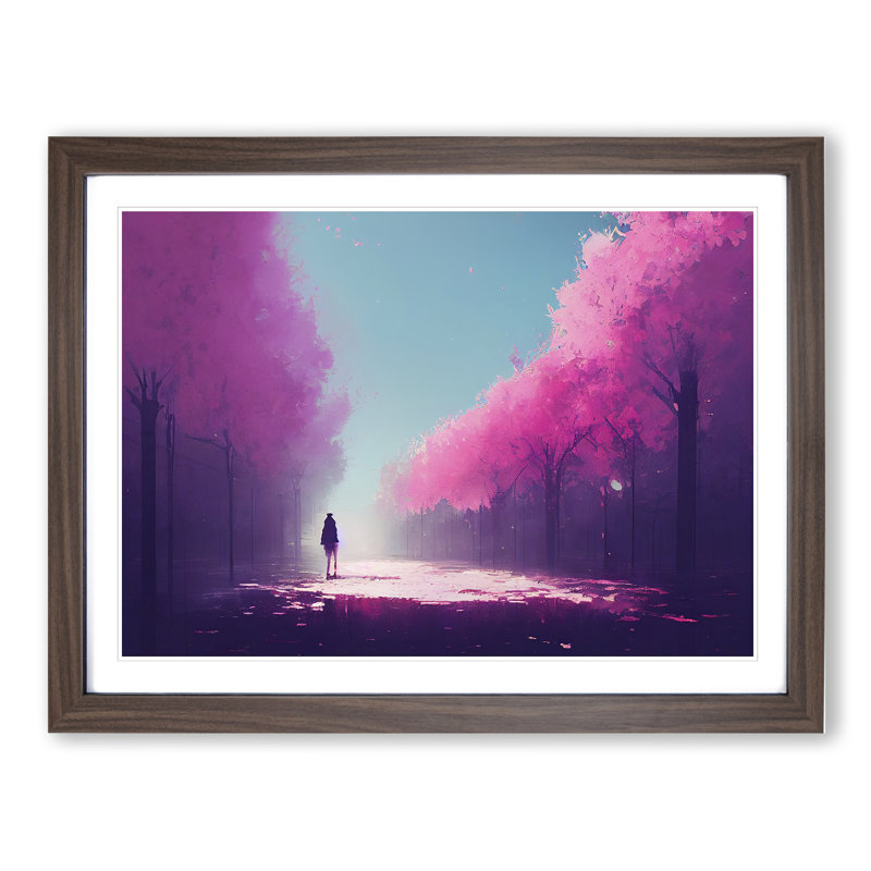 XH1022-6333X Mysterious Cherry Blossom Trees Vol.2 - Single Picture Frame Print, 46cm H x 64cm W, Walnut