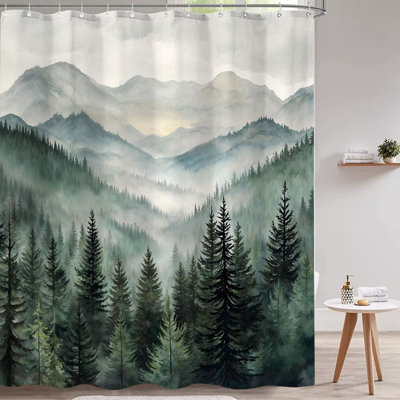 Forest Shower Curtain With Hooks