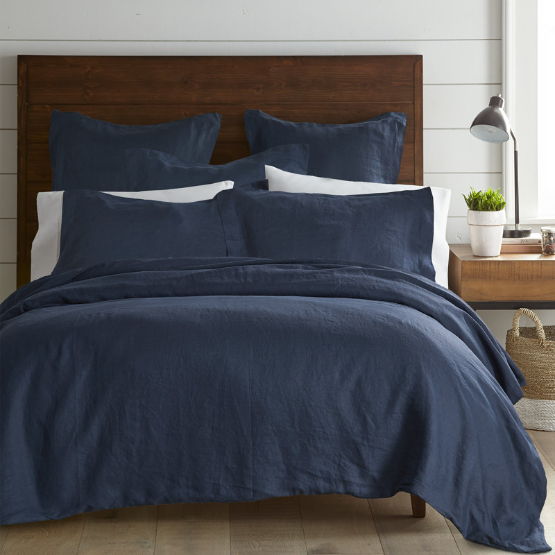 Washed Linen Navy Standard Sham