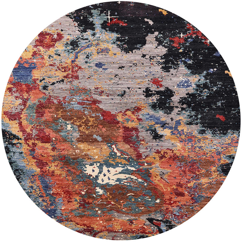 Tapis marocain tissé à la machine, Rond 6 pi