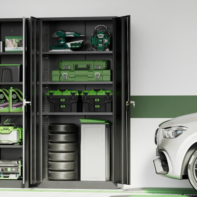 36"W Metal Garage Storage Cabinet with Lock ( 72'' H X 36'' W X 18'' D)- Large Capacity Garage & Workshop Organizer