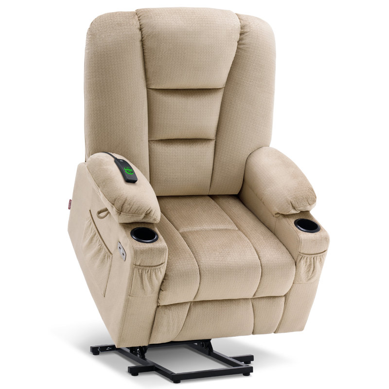 Power Lift Recliner Chair with Massage and Heat, Fabric, Beige