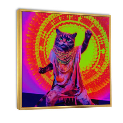 " Rave Cat In Pink Neon "