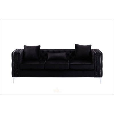 Canapé 86 po en velours noir
