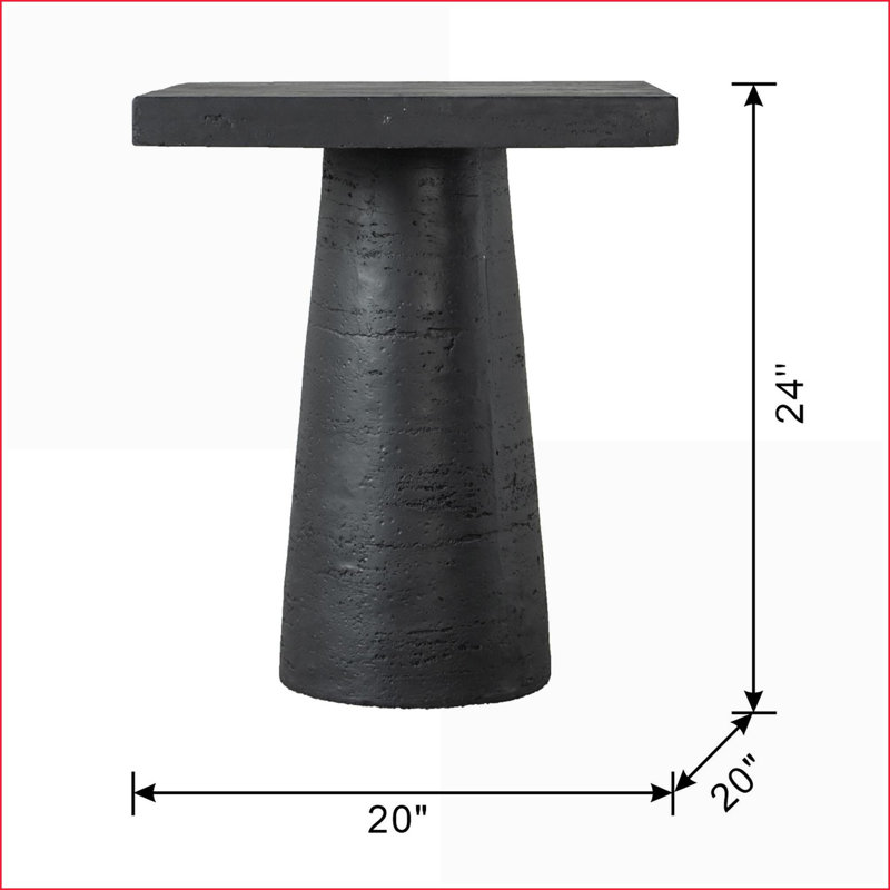 Table basse noire en magnésium - plateau carré aux lignes épurées, base arrondie, polyvalente pour le salon / la table de chevet