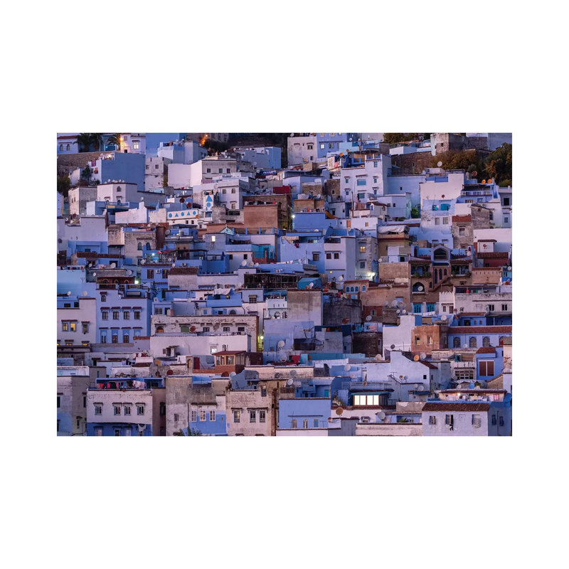 Africa, Morocco, Chefchaouen. Overview Of Town At Twilight. by Jaynes Gallery - Wrapped Canvas Print
