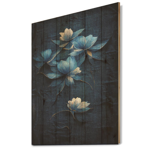 Red Barrel Studio® Vintage Chinese Light Blue Flowers I On Wood Print ...