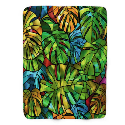 Glass Leaf Art - 1 Piece Premium Sherpa Blanket