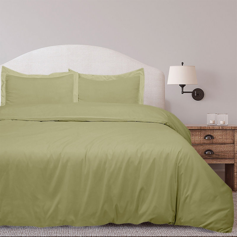 Solid Colour Duvet Cover, Queen Duvet Cover + 2 Standard Pillowcases, Green
