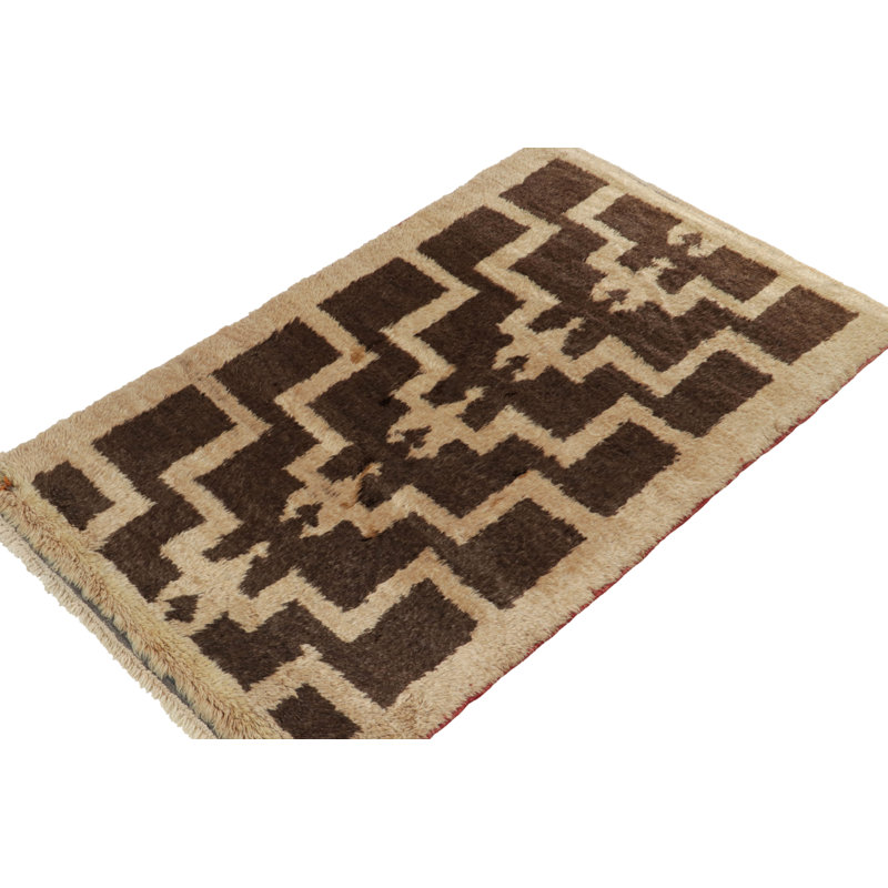 Wool Geometric Area Rug in Brown/Beige