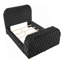 Ensemble de lit luxueux pour grand lit 3 pièces Comfort Design innovant Lit tête de lit capitonnée en velours noir Téléviseur Foyer électrique encastré Mobilier de chambre à coucher Lit 1 x 2 tables de chevet